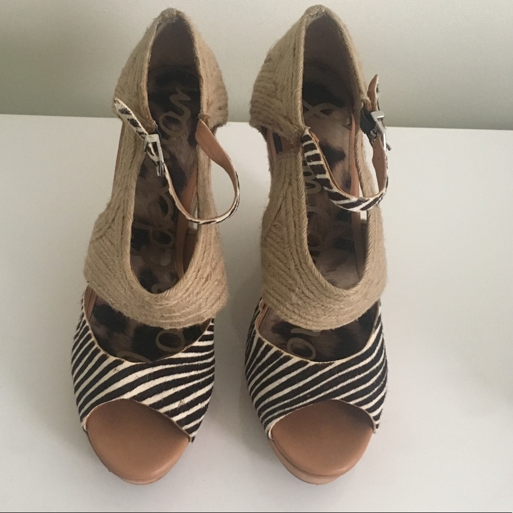 Sam Edelman Katie Calf Hair Zebra Print Wedges